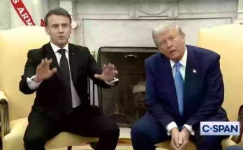 French President interrupts Donald Trump to correct him in extremely awkward press conference moment