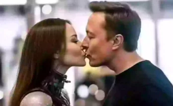 Bizarre photo of 'Elon Musk kissing a robot' is leaving people baffled