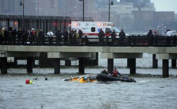 Six dead, including three children, as helicopter crashes into New York's Hudson River, 'splitting in half'
