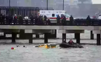 Detail spotted in footage of NYC helicopter crash shows how helicopter broke in two and plunged into river